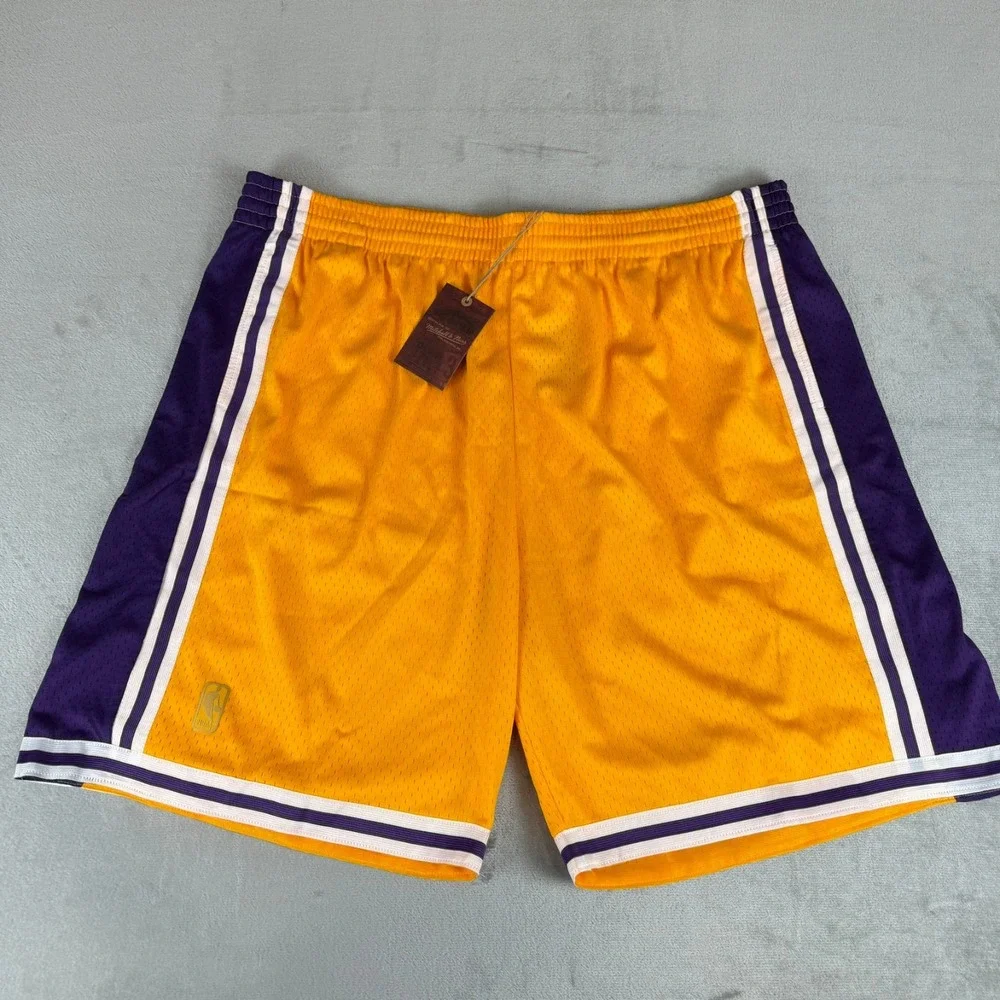 Los Angeles Lakers Mitchell & Ness Split Swingman Shorts Mens 3XLB Gold $95 NWT